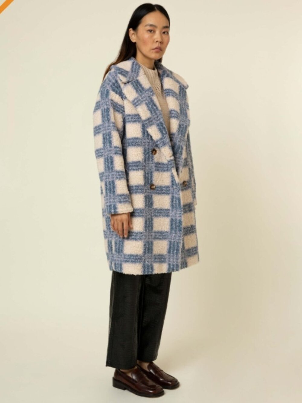 Like New! FRNCH Paris Santi Woven Coat Blue Jean Colorway L